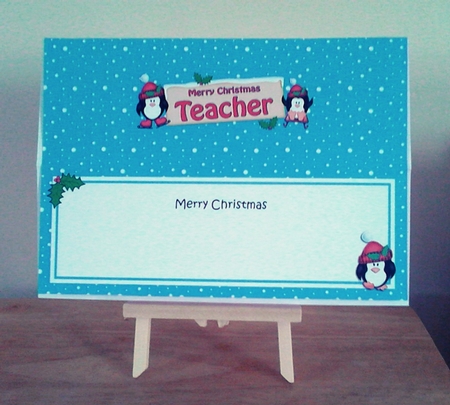 large DL Christmas TEACHER Penguins Signpost matching insert by Claire Dyas