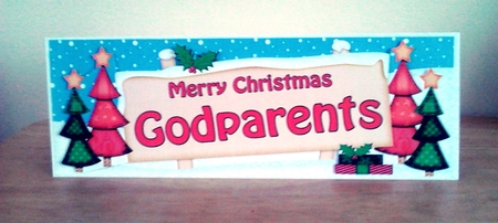 large DL Christmas GODPARENTS Trees Signpost Easicut decoupage by Claire Dyas