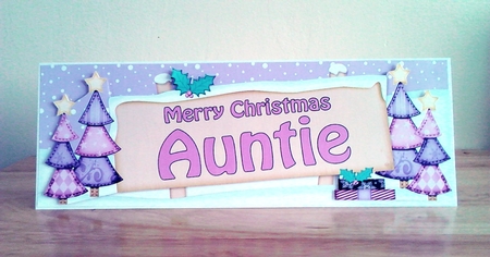 Large DL Christmas AUNTIE Trees Signpost 3D Decoupage by Claire Dyas
