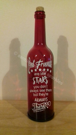 Best Friends Are Like Stars Wine bottle Vinyl Quote by Claire Dyas