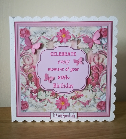 Decoupage 80th Birthday 3D Quick Card by Claire Dyas