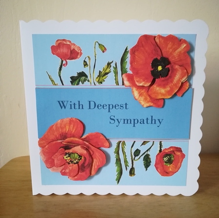 Poppy With Deepest Sympathy 7 x 7 Inch Card Front Topper with Decoupage & Insert by Claire Dyas