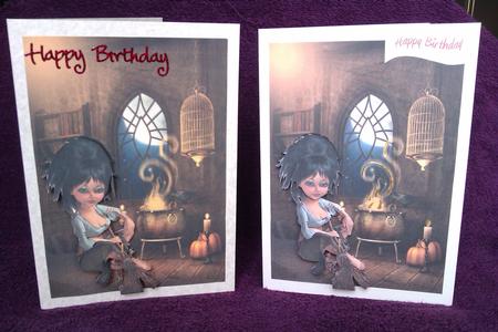 Halloween Witch and Her Cauldron Card Front and Decoupage by Claire Fleming