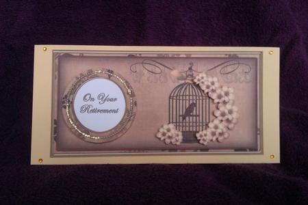 Vtea Birdcage Your Retirement Dl Decoupage Topper by Claire Fleming