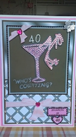 Ladies Heel Shoe in a Martini Glass 40th Birthday A4 by CLAIRE JENKINS