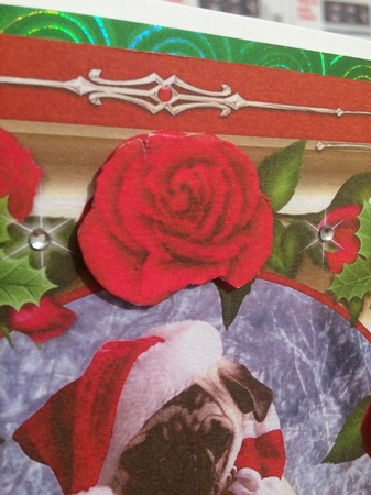 SANTA PUG ON SLEIGH quick card topper by CLAIRE JENKINS