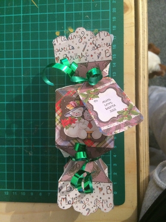 3D Vintage Christmas Snowman Couple Decoupage Cracker Box with Gift Tag by CLAIRE JENKINS
