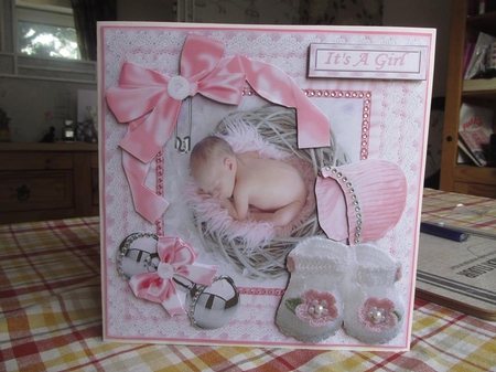 8x8 new baby girl in basket mini kit by CLAIRE JENKINS