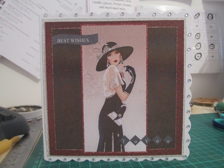 Art Deco Lady in Blue Any Occasion Quick Card Topper by CLAIRE JENKINS