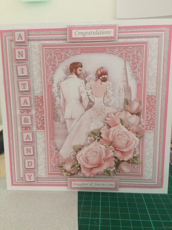 WEDDING DAY BRIDE & GROOM Coral Grey 7.5 Decoupage & Insert Kit by CLAIRE JENKINS