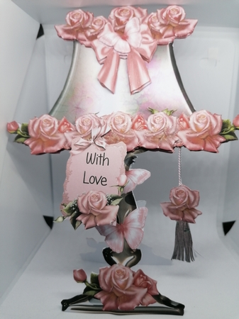Beautiful Pink Rose Lamp and Shade Card Kit by claire scott