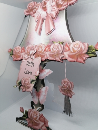 Beautiful Pink Rose Lamp and Shade Card Kit by claire scott