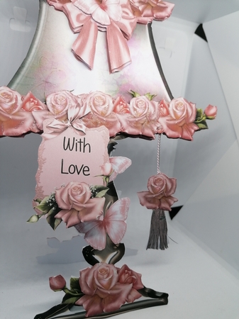 Beautiful Pink Rose Lamp and Shade Card Kit by claire scott