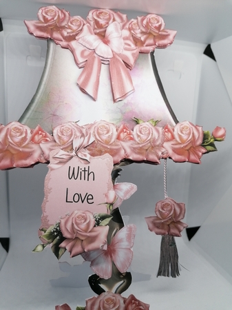 Beautiful Pink Rose Lamp and Shade Card Kit by claire scott
