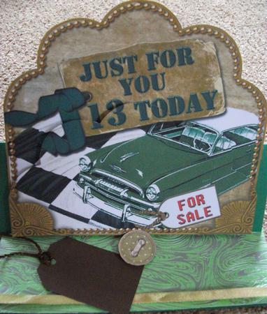 Vintage Green Car 13 Today Giant 8in Scallop Bottom Stacker by Claire Watts