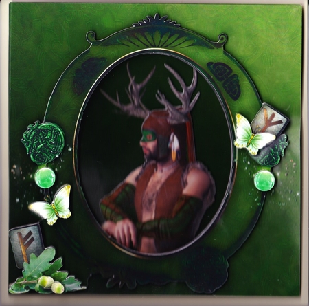 Keepers Of The Forest - God of The Green Wood (Hurne) - Special 3D Decoupage Insert & Tag by Claire James