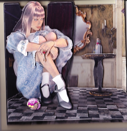 Fairy Tales - Wonderland Through The Looking Glass 27 - Special 3D Decoupage + Insert & Tag by Claire James