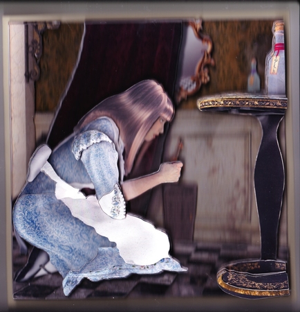 Fairy Tales - Wonderland Through The Looking Glass 28 - Special 3D Decoupage + Insert & Tag by Claire James