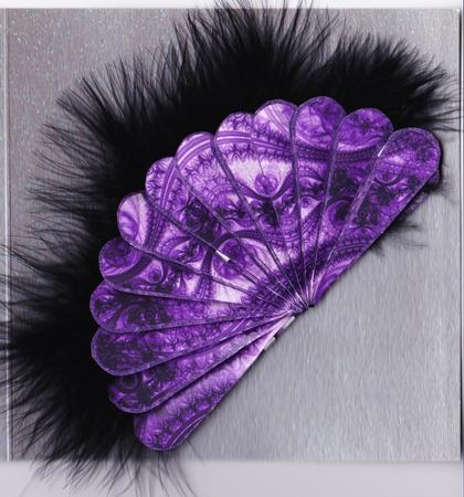 Fan Unusual Purple & Black Lace Goth Vintage + Decoupage by Claire James