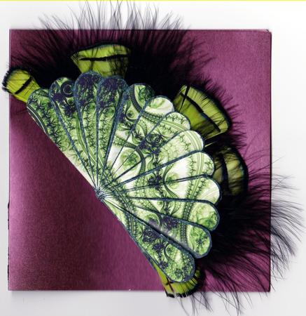 Fan Unusual Green & Black Lace Goth Vintage + Decoupage by Claire James