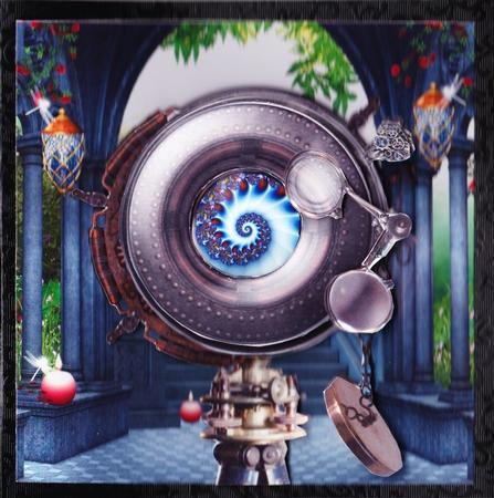Steampunk Fossil Hunter - Ocular Viewing Device-tag & Insert by Claire James
