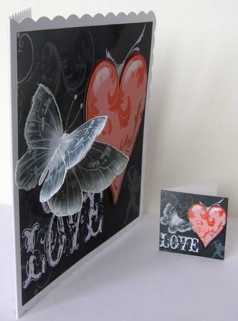Love Hearts & Valentines 3 - with Pop Up Butterfly + Tag + by Claire James