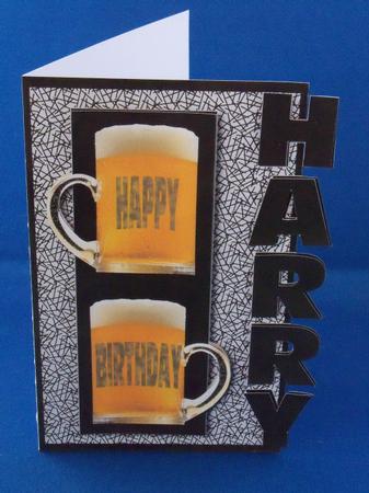 Happy Birthday Harry Over the Side (black) by Clare Chanter