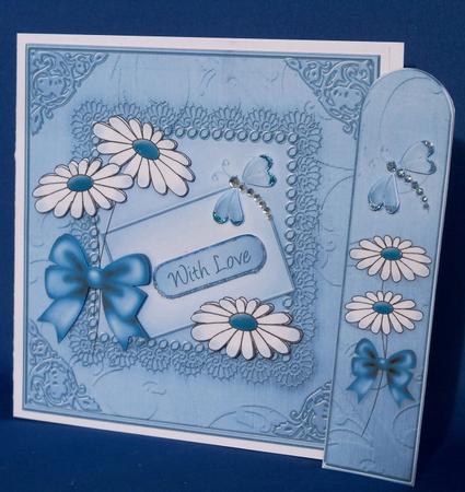 Daisies on Metallic Lace Quick Card with 3D Decoupage by Clare Chanter
