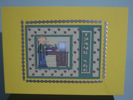 Thank You Teacher! Male Landscape Pyramid Card Front by Claudia Abdilla