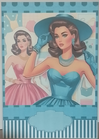 1950s Lady Shopping for Fashion A5 Card Front & Decoupage by COLETTE MORRIS