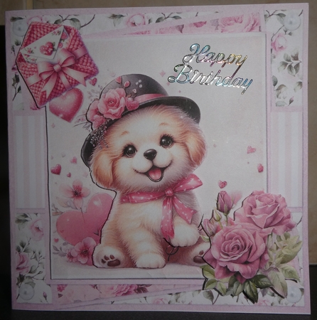 Lovely Valentines 9: Happy Puppies 5 x 5 Quick Cut & Fold Card with Sentiments by COLETTE MORRIS