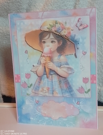 Birthday Girls Big Ice Cream A5 Card Front and Decoupage by COLETTE MORRIS