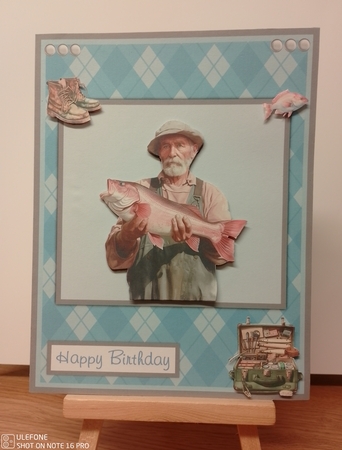 Fisherman birthday greeting card also for Fathers day by COLETTE MORRIS