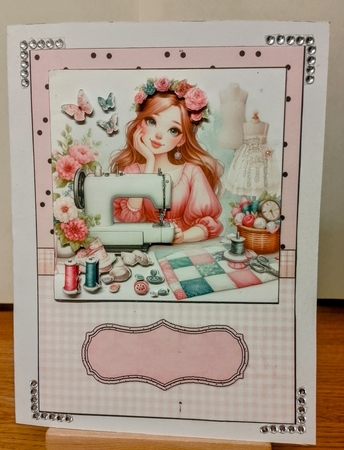 Birthday Seamstress Card Front, Topper and Decoupage by COLETTE MORRIS