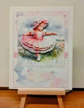 Baby Ballerina A5 Card Front and Decoupage by COLETTE MORRIS