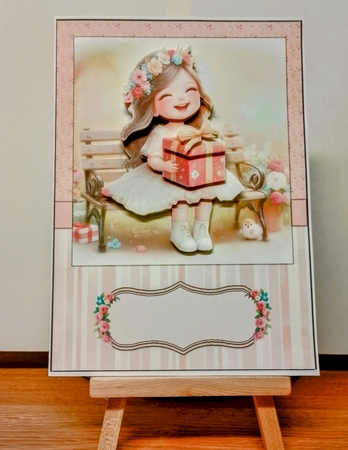The Birthday Gift A5 Card Front and Decoupage by COLETTE MORRIS