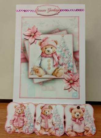 Pink Christmas Teddy 2 Mini Kit  by COLETTE MORRIS