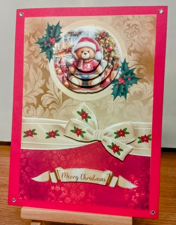 Christmas Teddy Card Front by COLETTE MORRIS