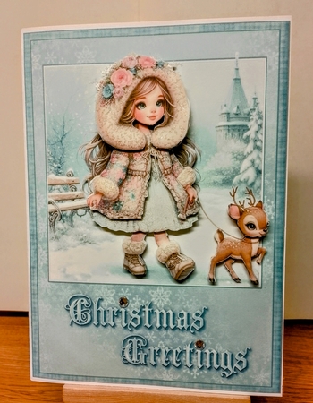 Christmas Morning Walk in the Snow A5 Card Front and Decoupage by COLETTE MORRIS