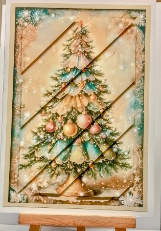 Christmas Tree Snowy Oblique Panels by COLETTE MORRIS