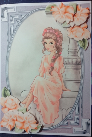 Lady Sat on a Fountain Card Front with Gift Tag by COLETTE MORRIS