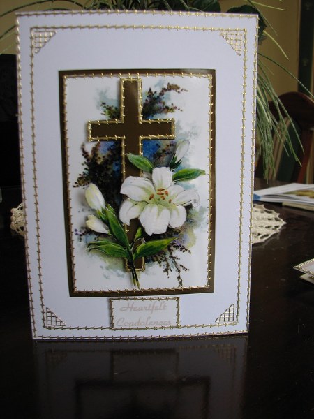 Vintage Floral Cross Sympathy or Easter Card Front by Colleen Willcox