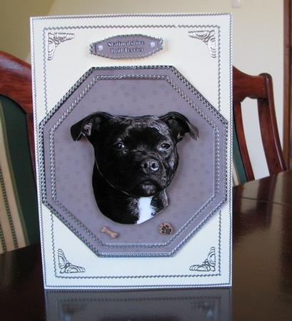 Staffordshire Bull Terrier Plaque & Stand by Colleen Willcox