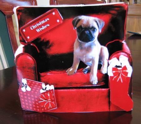 Christmas Pug in an Armchair by Colleen Willcox