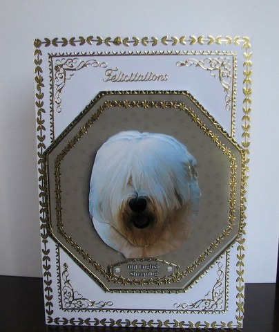 Old English Sheepdog Plaque & Stand by Colleen Willcox