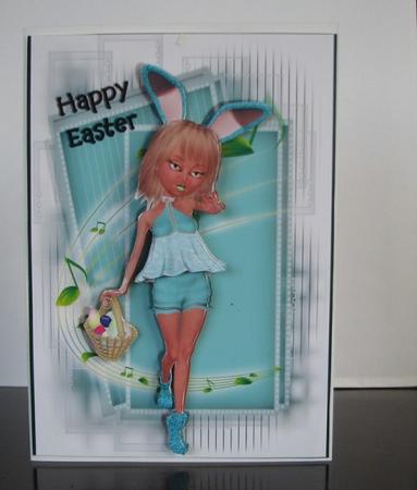 Mavka Easter Bunny Card Front with Decoupage by Colleen Willcox