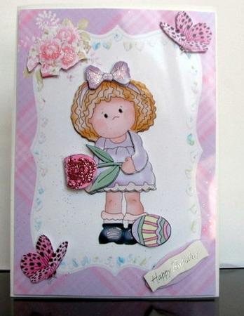 Pretty Little Girl with Flower and Easter Egg by Colleen Willcox