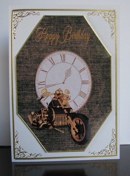 A4 Steam Punk Vehicle Octagon Card Front by Colleen Willcox