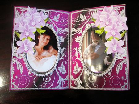 Pink Orchids with Purple & Diamonds Double Frames by Colleen Willcox