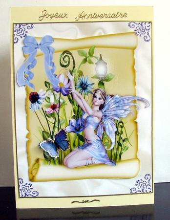 Lilac Fairie with Flowers on a Scroll A4 by Colleen Willcox